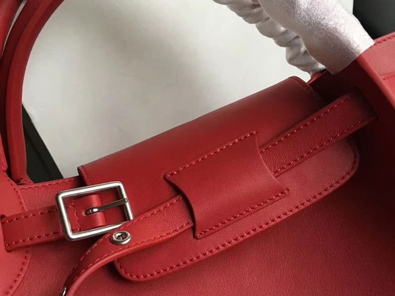 Celine Small Big Bag With Long Strap In Supple Grained Calfskin Red 3