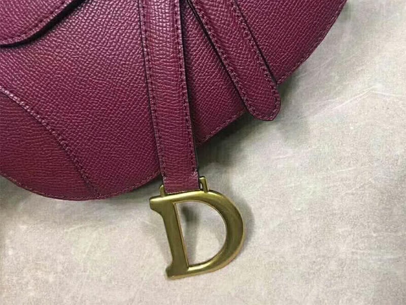 Dior Mini Saddle Calfskin Bag Gold Hardware Burgundy m0447s1 5