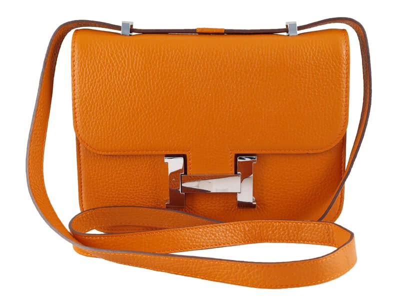 Hermes Constance 23 Single Shoulder Bag Togo Leather Orange 1