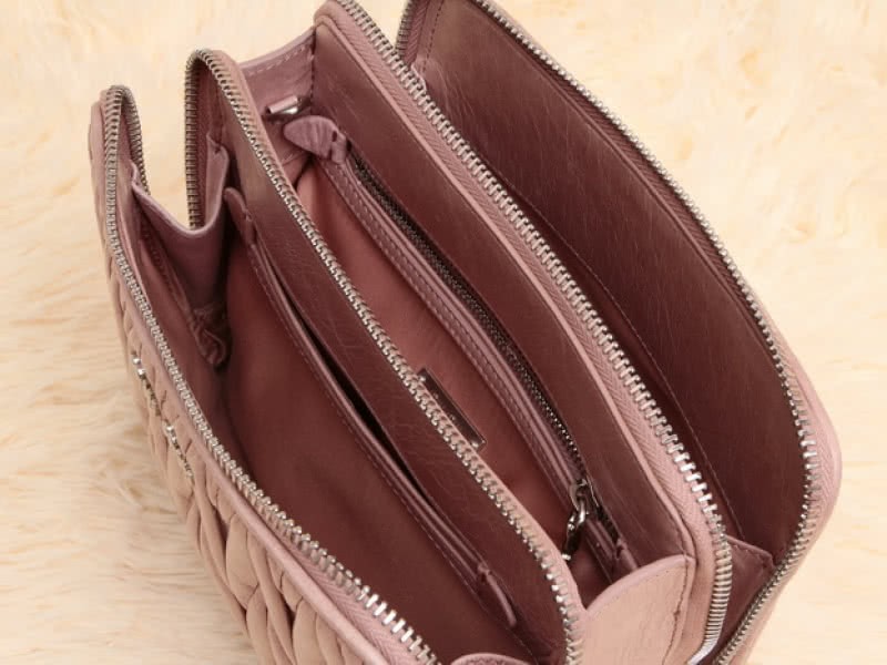 Miu Miu Glazed Matelasse Leather Mini Shoulder Bag Light Pink 6