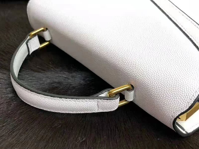 Saint Laurent Cassandra Top Handle Medium Bag In Grain Leather White 5