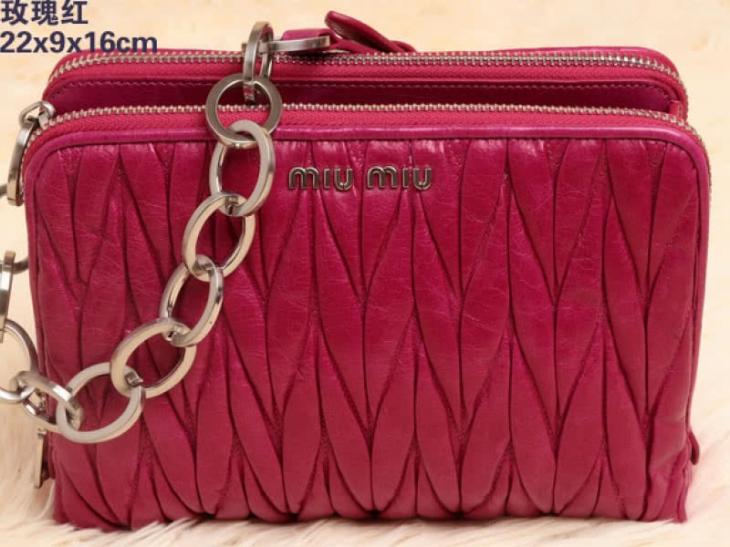 Miu Miu Glazed Matelasse Leather Mini Shoulder Bag Hot Pink 1