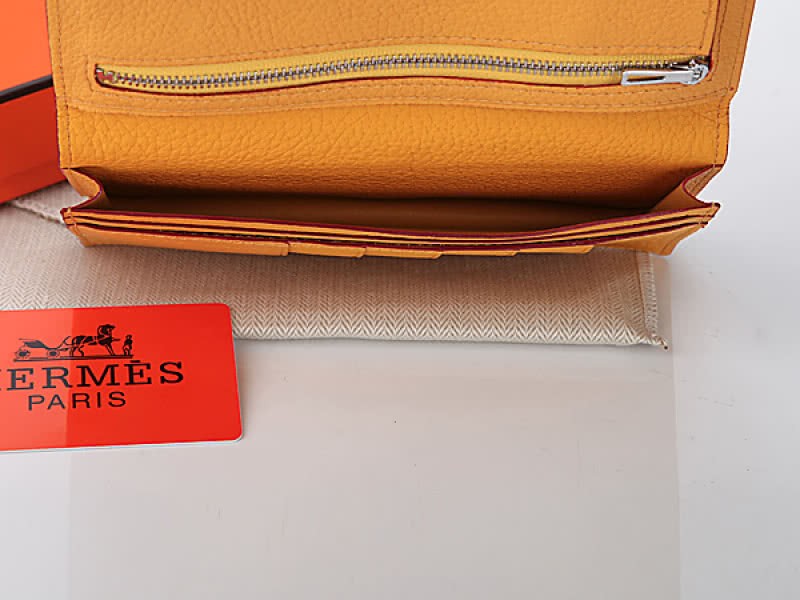 Hermes Dogon Togo Original Calfskin Bearn Japonaise Bi-Fold Wallet Yellow 7