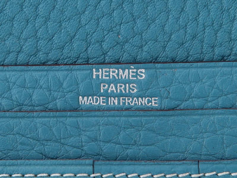 Hermes Dogon Togo Original Calfskin Bearn Japonaise Bi-Fold Wallet Medium Blue 5