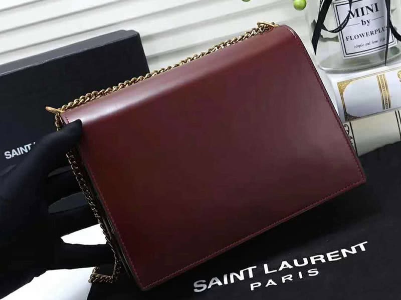 Saint Laurent Cassandra Monogram Clasp Bag Calfskin Burgundy 3