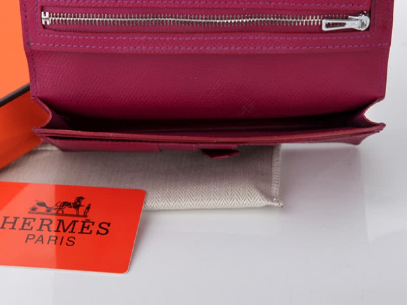 Hermes Epsom Original Calfskin Bearn Japonaise Bi-Fold Violet Red 7
