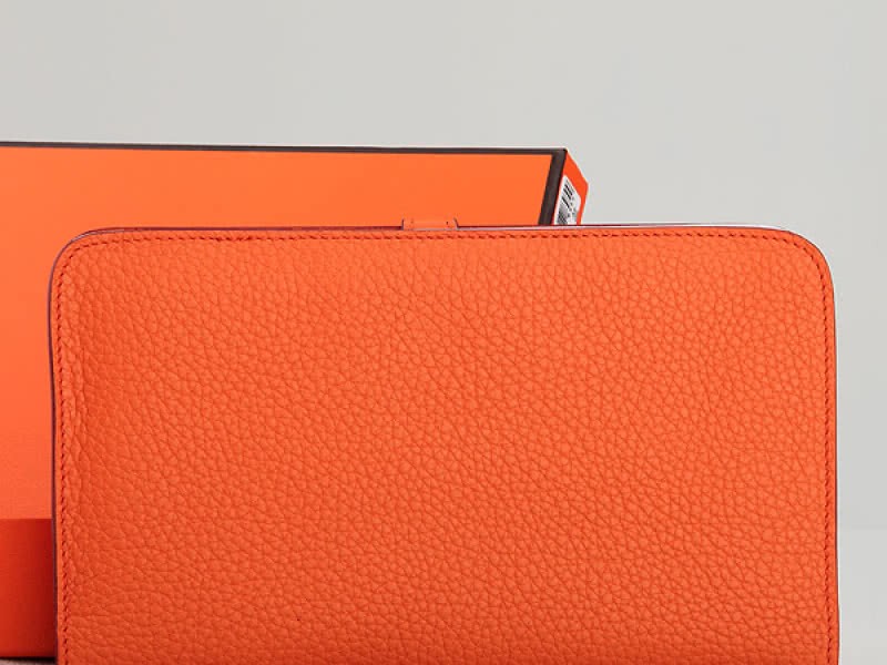 Hermes Dogon Togo Original Leather Combined Wallet Orange 2