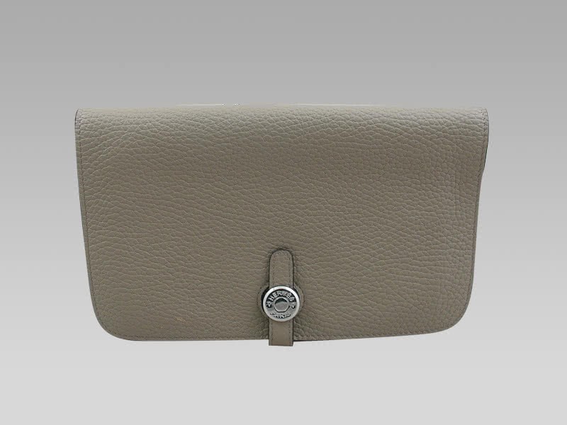 Hermes Dogon Togo Leather Wallet Purse Grey 1
