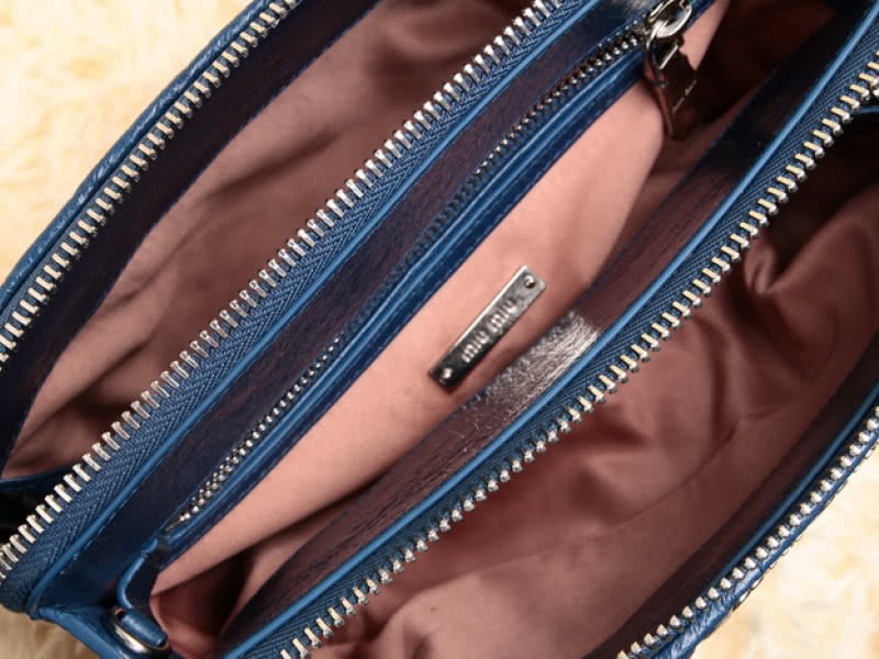Miu Miu Glazed Matelasse Leather Mini Shoulder Bag Blue 6