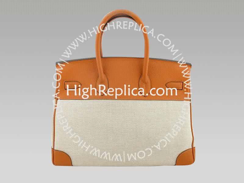 Hermes Birkin 35 Cm Toile And Togo Leather Orange 4