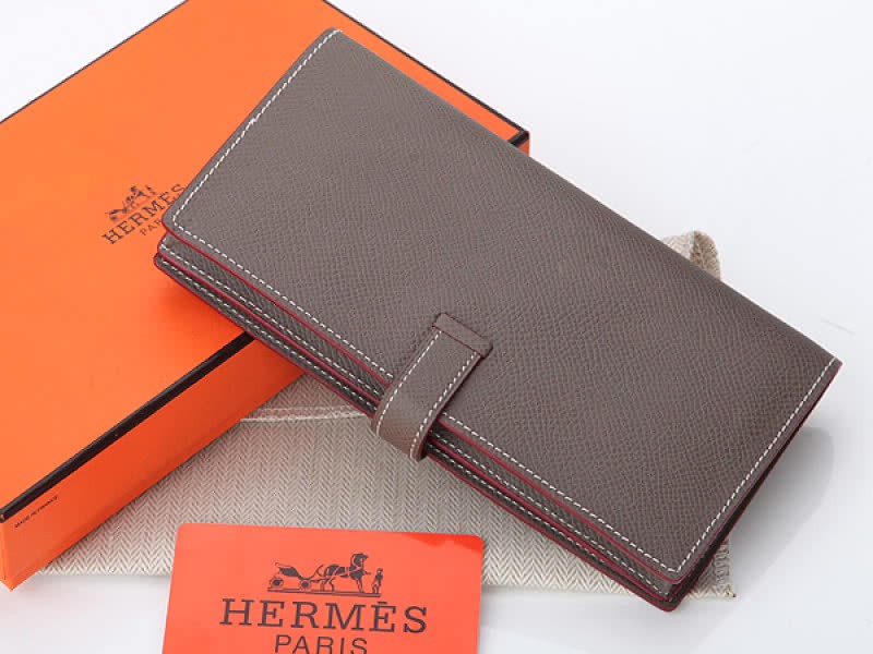 Hermes Epsom Original Calfskin Bearn Japonaise Bi-Fold Wallet Dark Grey 2