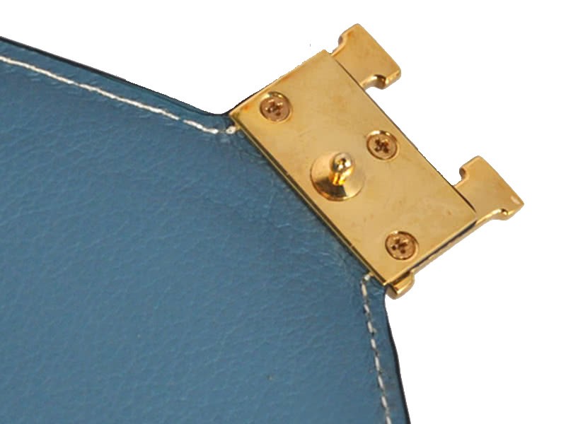 Hermes Pilot Envelope Clutch Blue With Gold Hardware 7