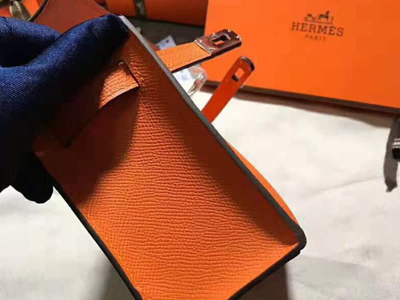 Hermes Epsom Mini Kelly Pochette Gold Hardware Orange 7