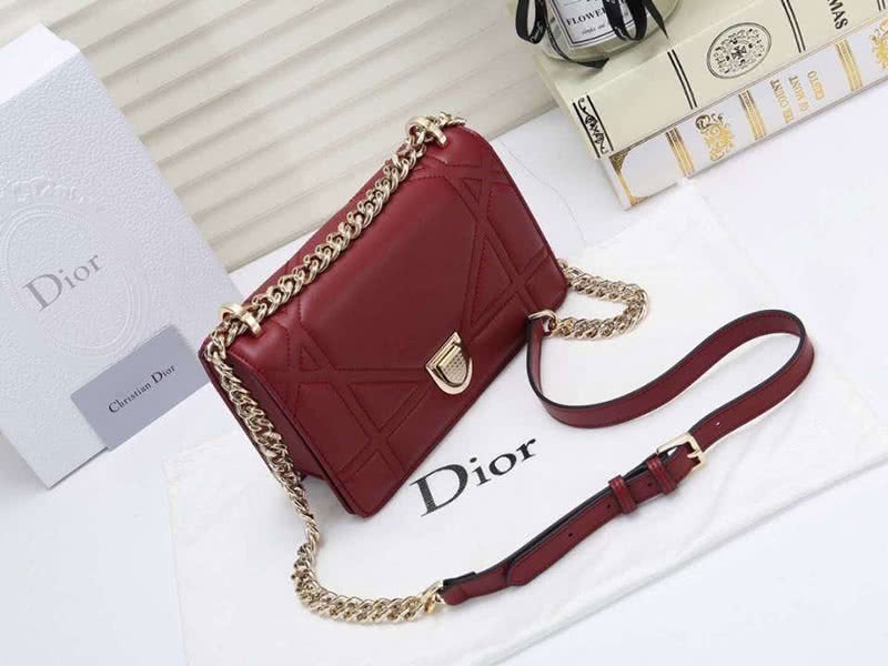 Dior Small Diorama Lambskin Bag Burgundy d05261 3