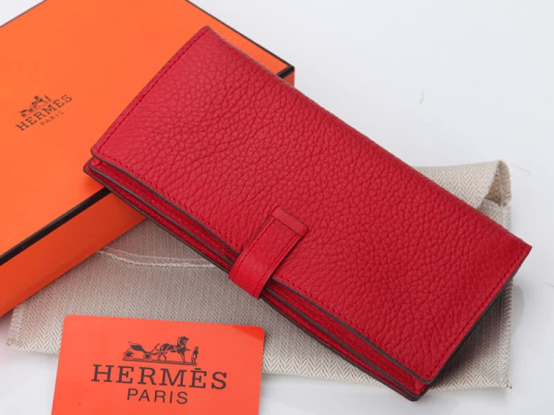 Hermes Dogon Togo Original Calfskin Bearn Japonaise Bi-Fold Wallet Red 2