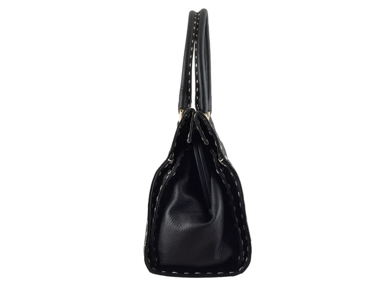 Fendi Saddle Soft Leather Firenze Bag Medium Black 3