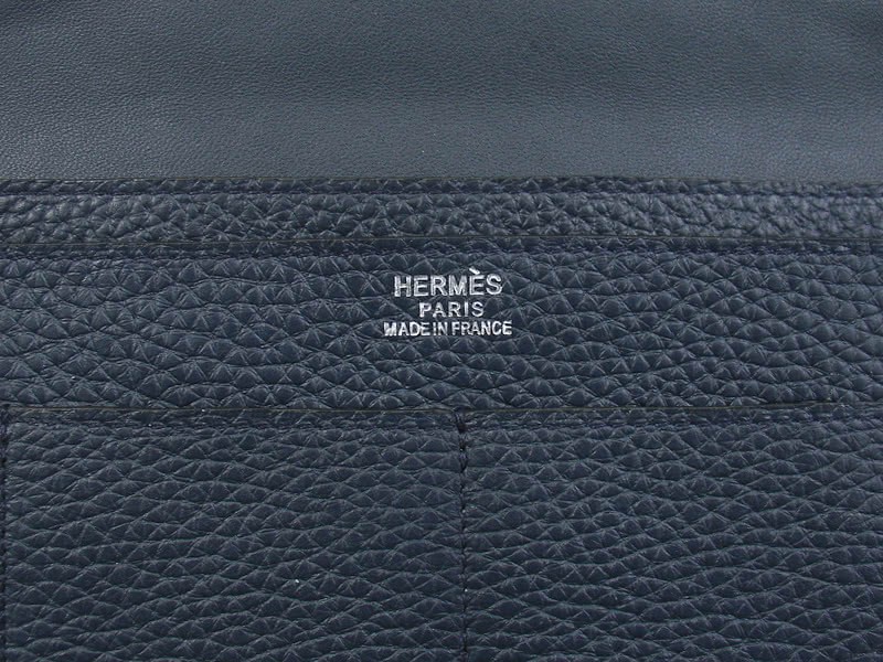 Hermes Dogon Togo Leather Wallet Purse Dark Blue 6