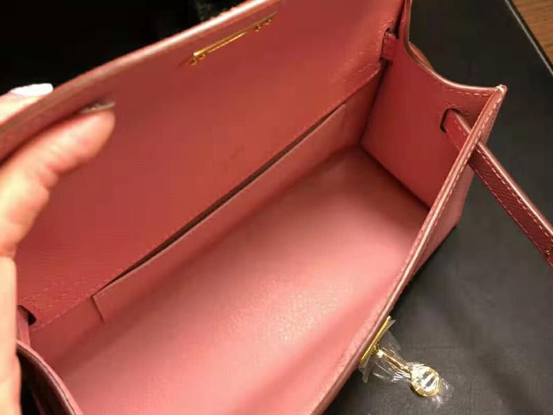 Hermes Epsom Mini Kelly Pochette Gold Hardware Pink 7