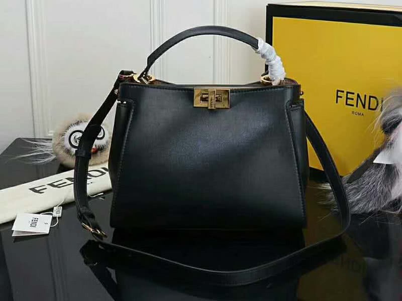 Fendi Peekaboo Essential Calfskin Leather Bag Black 1