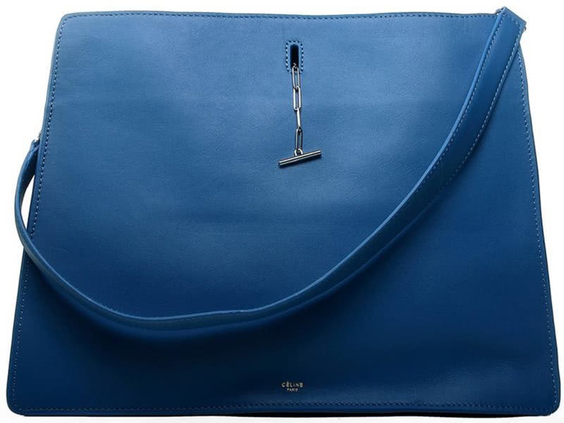 Celine Calf Leather Shoulder Bag Blue 1