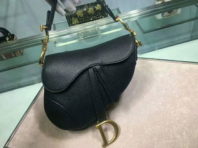 Dior Mini Saddle Calfskin Bag Gold Hardware Black m0447s 1