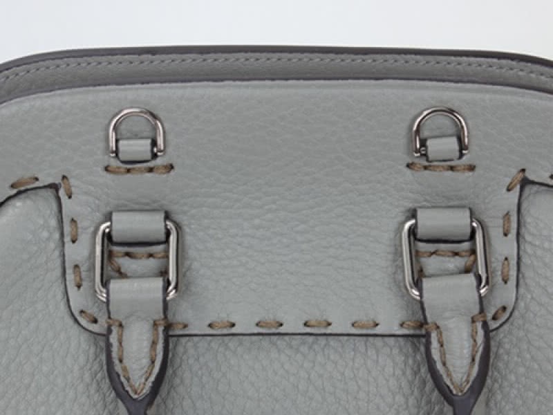 Fendi Original Leather Mini Selleria Adele Satchel Grey 5