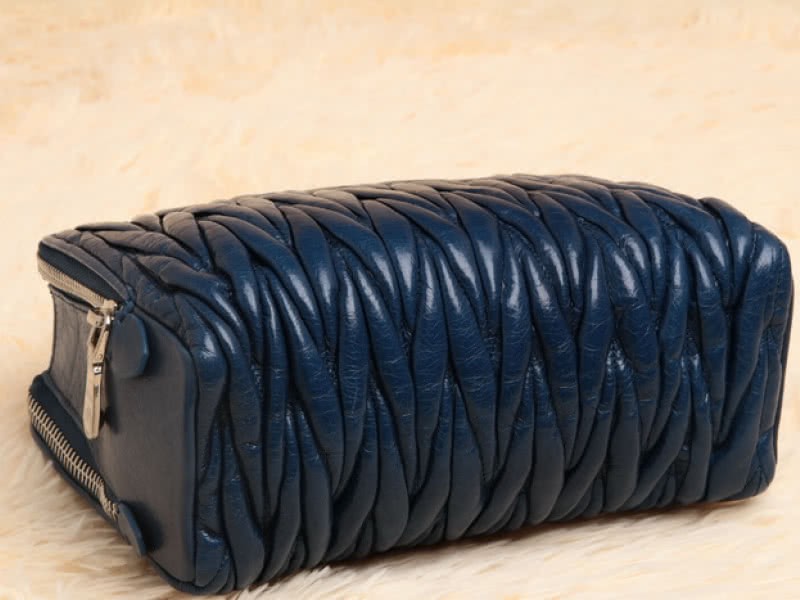 Miu Miu Glazed Matelasse Leather Mini Shoulder Bag Blue 4