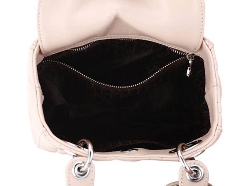 Dior Nano Leather Bag Silver Hardware Beige 5