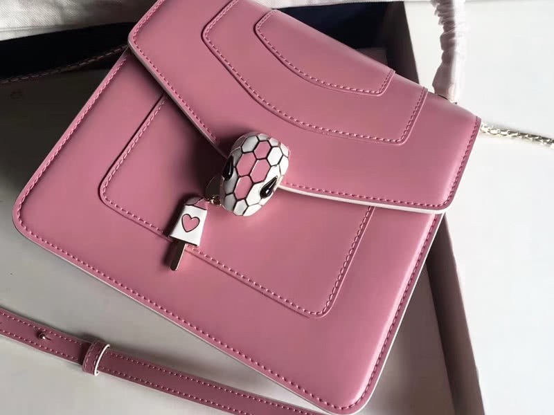 Bvlgari Flap Cover Serpenti Forever 18cm Calfskin White And Pink 8