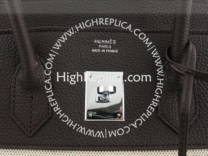 Hermes Birkin 35 Cm Toile And Togo Leather Black 12