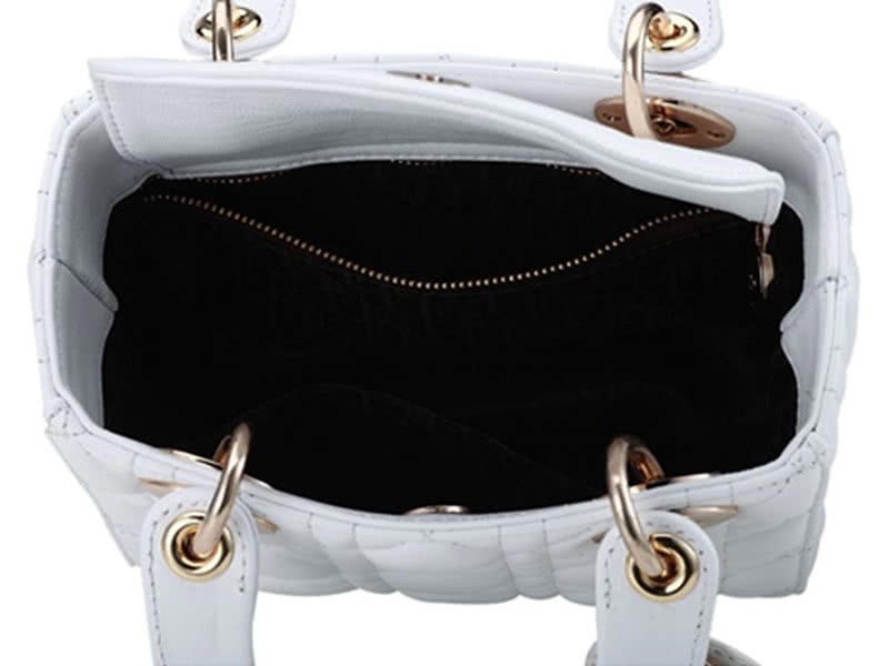 Dior Lady Dior Nano Leather Bag Gold Hardware White 6