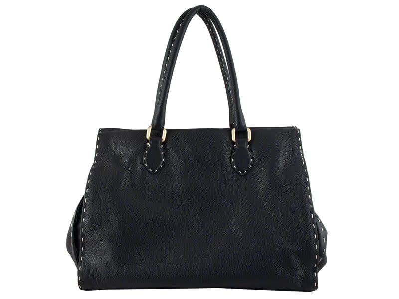 Fendi Saddle Soft Leather Firenze Bag Large Black 4