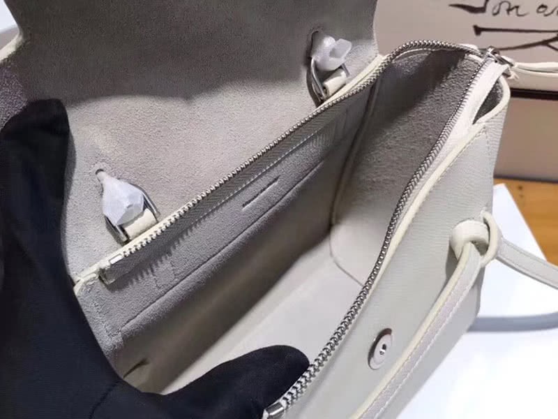 Celine Micro Belt Bag In Grained Calfskin Light Grey 5