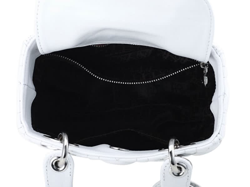 Dior Nano Leather Bag Silver Hardware White 6