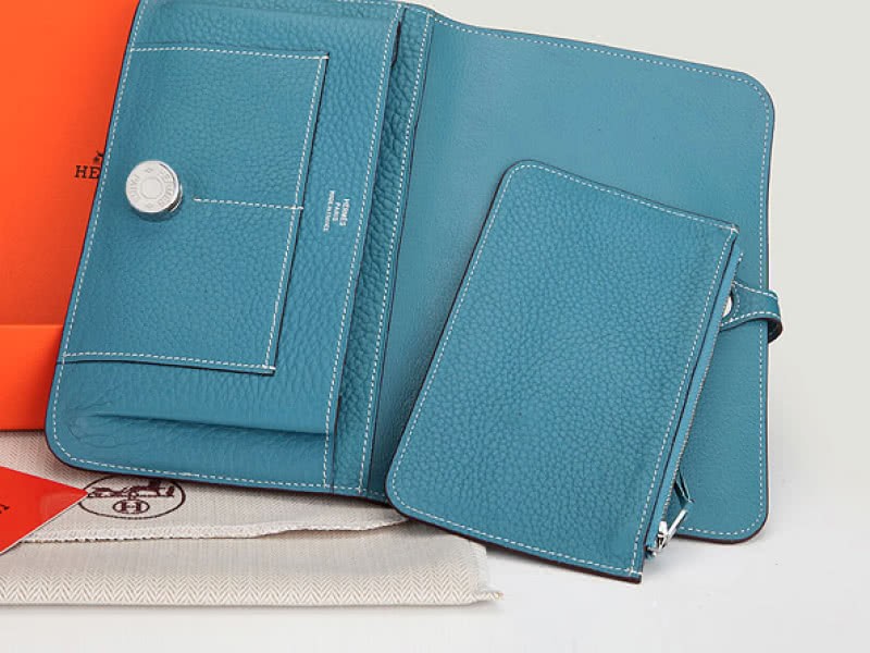 Hermes Dogon Togo Original Leather Combined Wallet Medium Blue 3