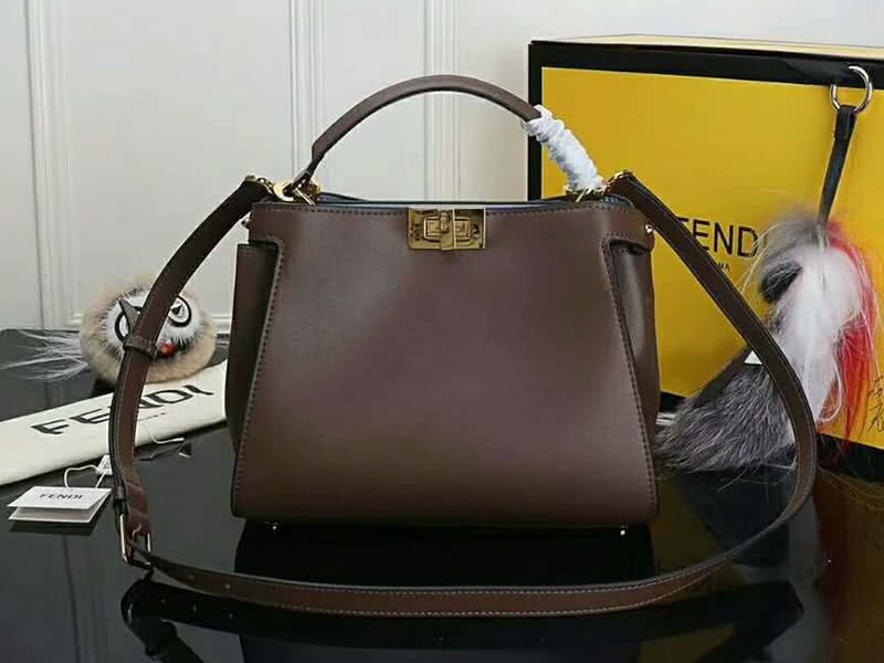 Fendi Peekaboo Essential Calfskin Leather Bag Dark Brown 4