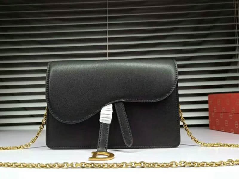 Dior Saddle Calfskin Leather Clutch Black d6620 1