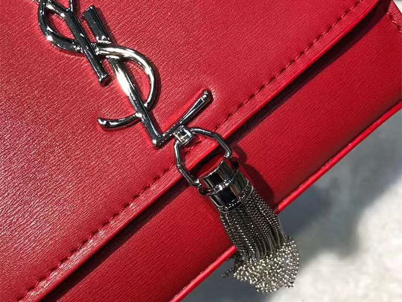 Saint Laurent Kate Chain Wallet Calfskin Leather Red 4