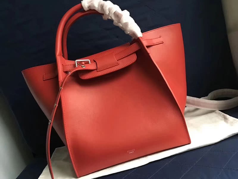 Celine Small Big Bag With Long Strap In Supple Grained Calfskin Red 1