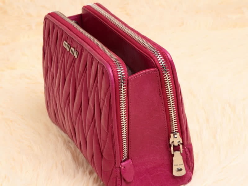 Miu Miu Glazed Matelasse Leather Mini Shoulder Bag Hot Pink 3