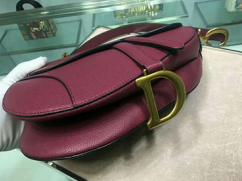 Dior Saddle Calfskin Bag Gold Hardware Burgundy m0446l2 5