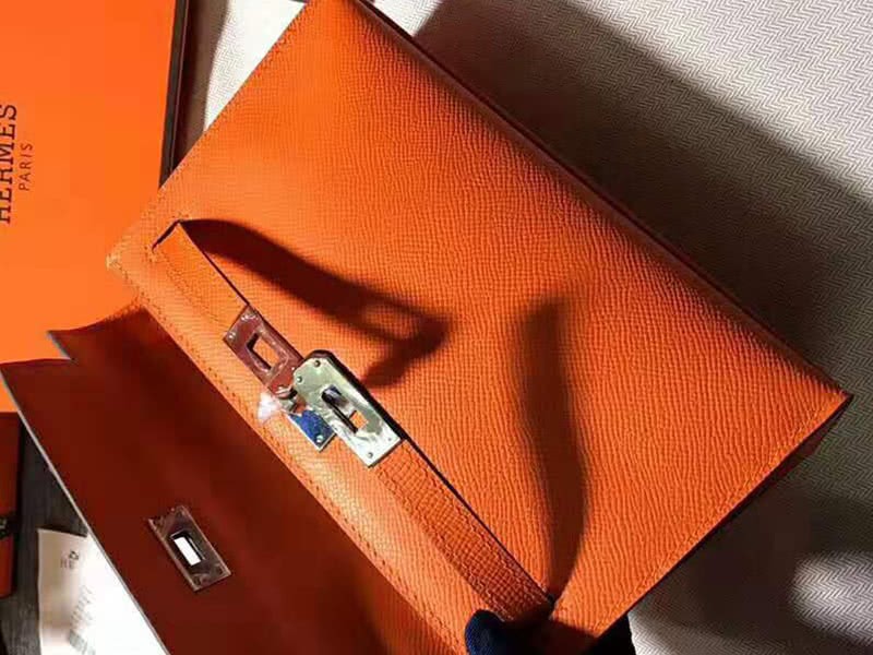 Hermes Epsom Mini Kelly Pochette Gold Hardware Orange 8