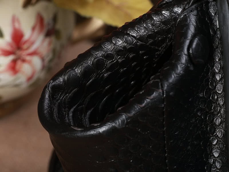 Celine Tie Nano Top Handle Bag Leather Black Python 12