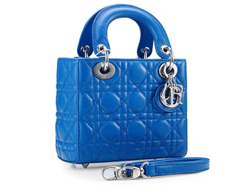 Dior Nano Leather Bag Silver Hardware Blue 3