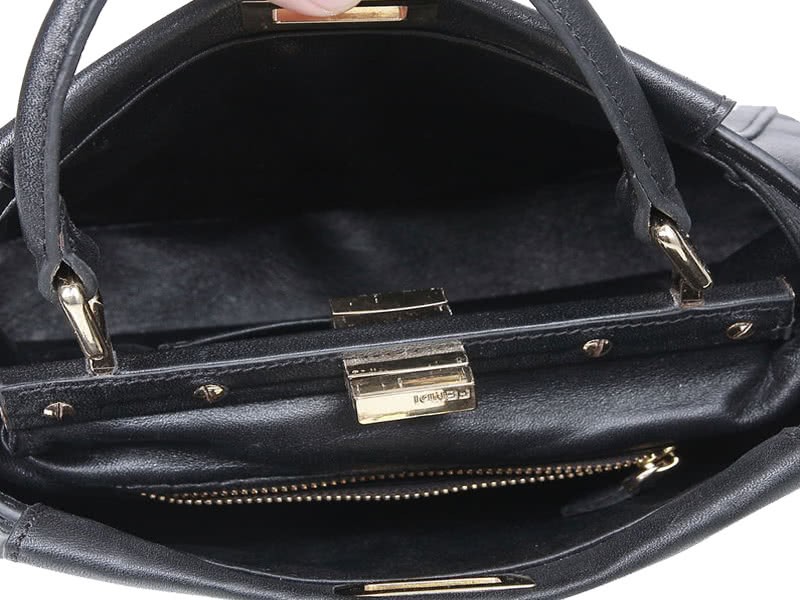 Fendi Iconic Mini Peekaboo Bag In Leather Black 6