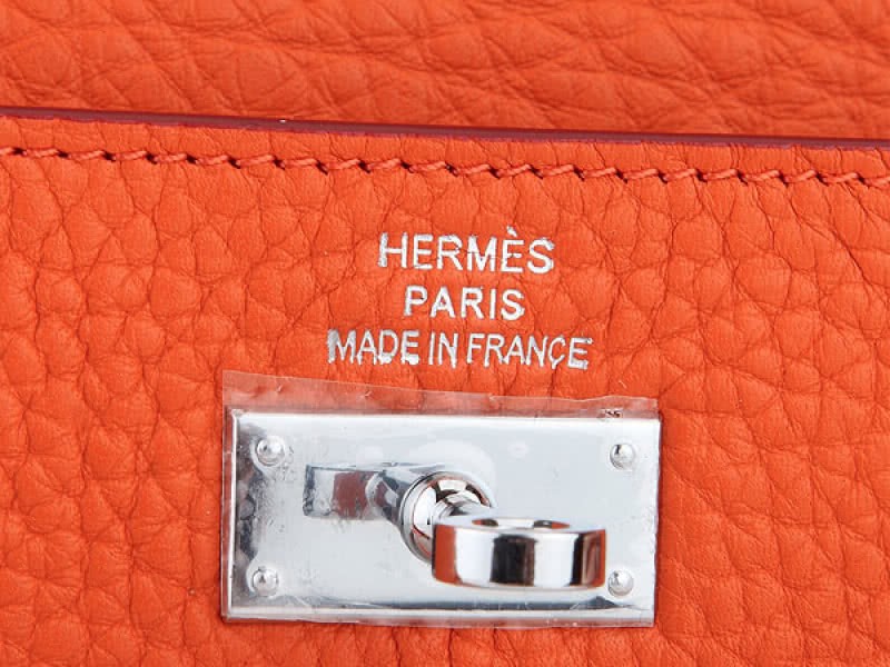 Hermes Dogon Togo Original Leather Kelly Long Wallet Orange 5
