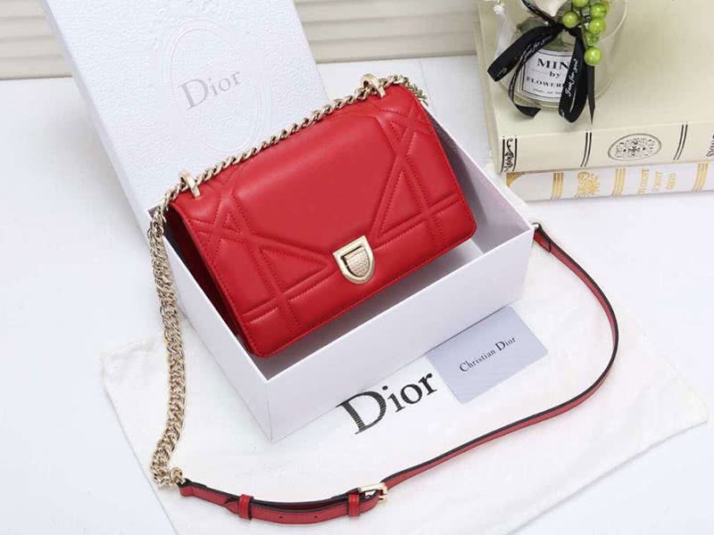 Dior Small Diorama Lambskin Bag Red d05263 5