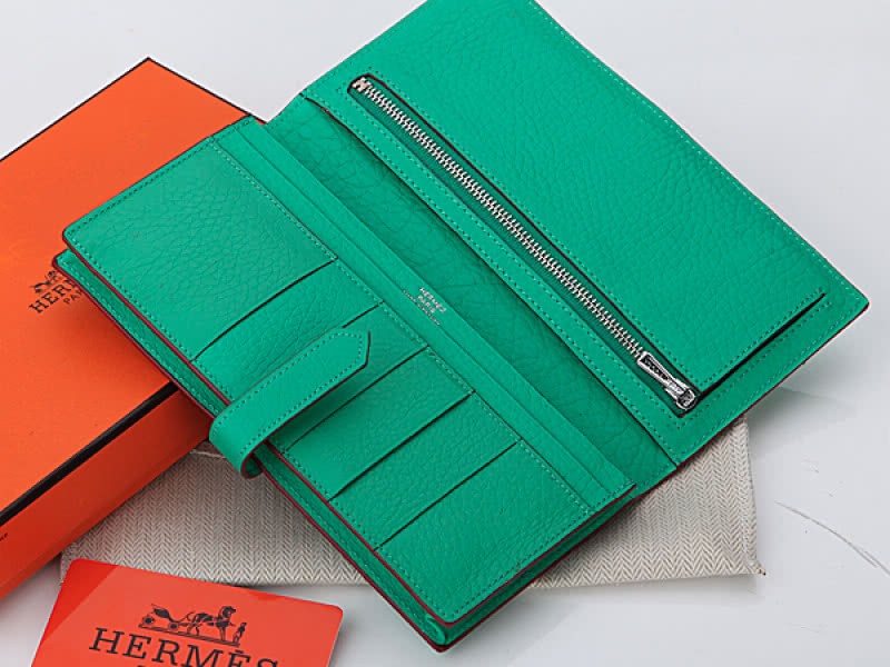 Hermes Dogon Togo Original Calfskin Bearn Japonaise Bi-Fold Wallet Green 4