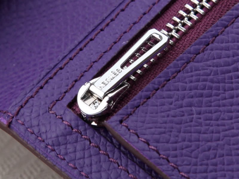 Hermes Epsom Original Calfskin Bearn Japonaise Bi-Fold Wallet Purple 6