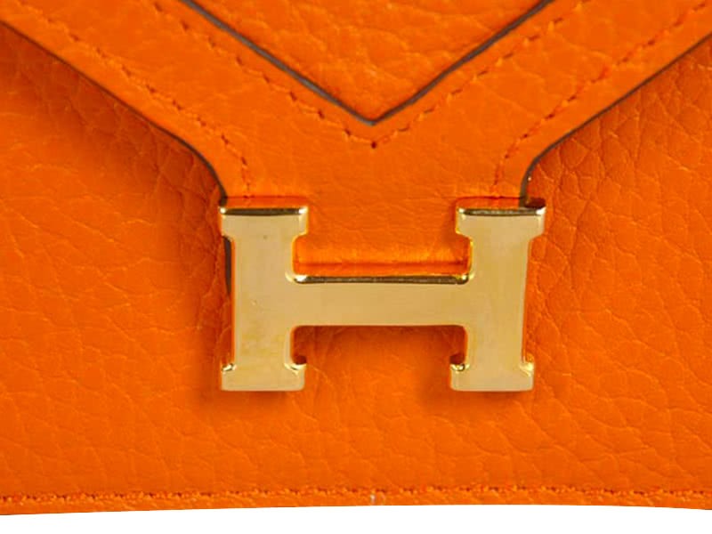 Hermes Pilot Envelope Clutch Orange With Gold Hardware 7